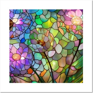 Stained Glass Flowers Posters and Art